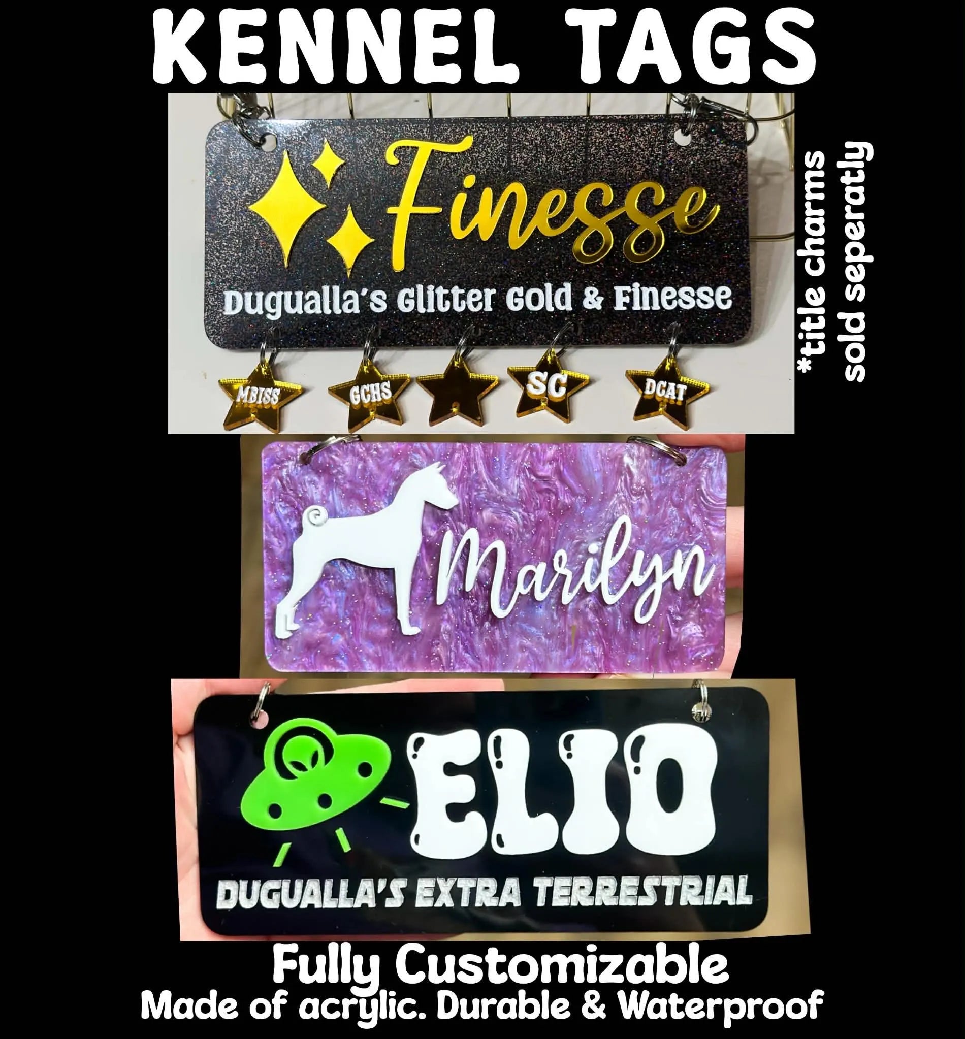 Acrylic Kennel Tags- Rectangular Style – Inspired by Hounds Acrylic Kennel Tags- Rectangular Style – Inspired by Hounds
